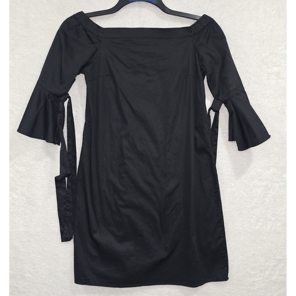 H&M Dresses & Skirts - H&M Women's Black Off-The-Shoulder Short Dress 3/4 Bell Sleeves With Ties Size 6